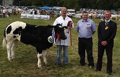 Reserve Champion &ndash; Snowy Ridge Dallas from James & Gloria Annett, L/R James Annett, Kieran Holywood &ndash; (Ulster Bank sponsors representative) and Steve Pattinson - Judge